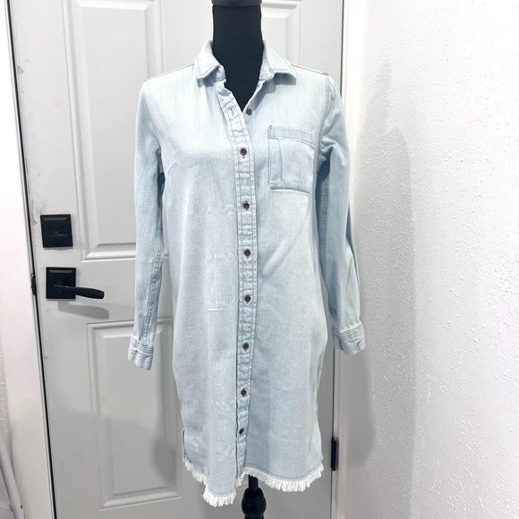 Natural Reflections Blue Casual Button Down Dress Relaxed Fit 4 - Picture 1 of 7